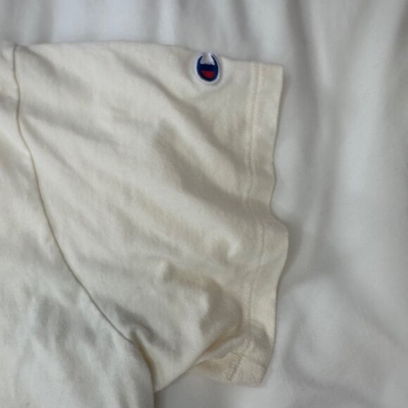 Champion Cropped Ivory T-Shirt Mauve Contrast Stitch 2X - Picture 5 of 10